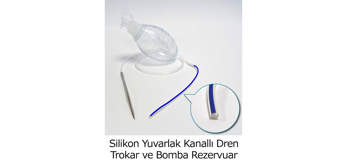 Silikon Yuvarlak Kanallı Dren Trokar ve Bomba Rezervuar